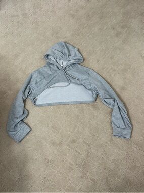 Cropped Gray Hoodie Sweatshirt